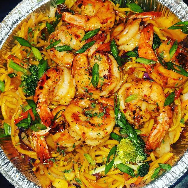 Tray of shrimp noodles